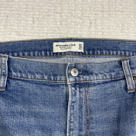 Abercrombie Fitch The Ankle Straight Ultra High Rise Blue Jeans Women’s 34/18S - Picture 4 of 11